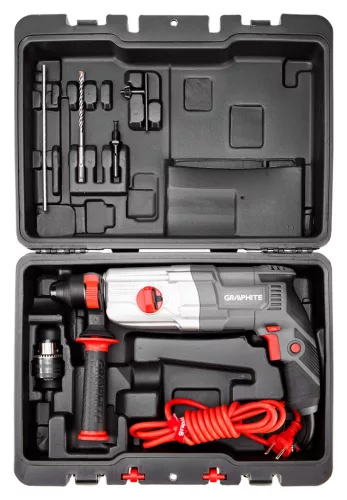 Graphite elektromos fúrókalapács vésőfunkcióval, 710W, 2,6 J, SDS Plus, Koffer