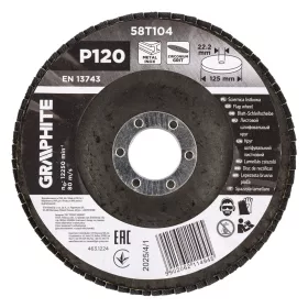 Graphite csiszolókorong lamellás 125x22,2mm, P120 inox, fém, fa