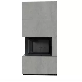Kratki kandalló kő burkolattal balos fekete belsővel floki box 8 kw cemento grigio