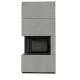 Kratki kandalló kő burkolattal balos fekete belsővel floki box 8 kw cemento grigio