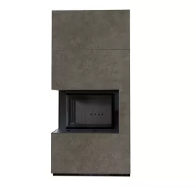 Kratki kandalló kő burkolattal balos fekete belsővel floki box 8 kw fokos piombo