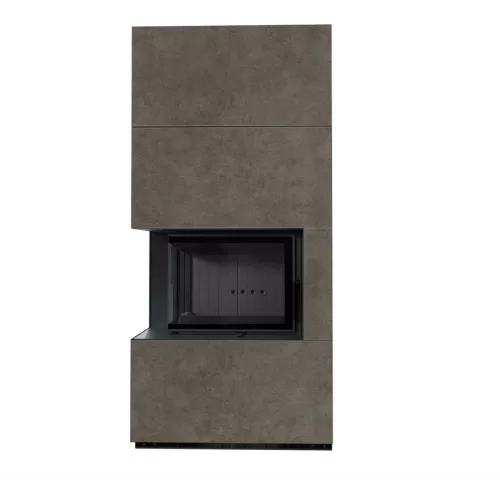Kratki kandalló kő burkolattal balos fekete belsővel floki box 8 kw fokos piombo