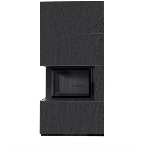 Kratki kandalló kő burkolattal balos fekete belsővel floki box 8 kw naturali nero
