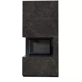 Kratki kandalló kő burkolattal balos fekete belsővel floki box 8 kw naturali nero greco
