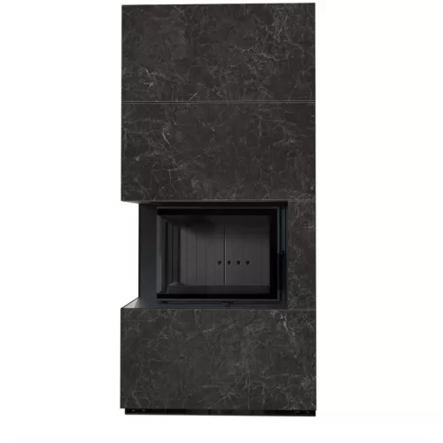 Kratki kandalló kő burkolattal balos fekete belsővel floki box 8 kw naturali nero greco