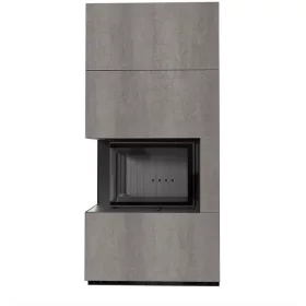 Kratki kandalló kő burkolattal balos fekete belsővel floki box 8 kw naturali grigia