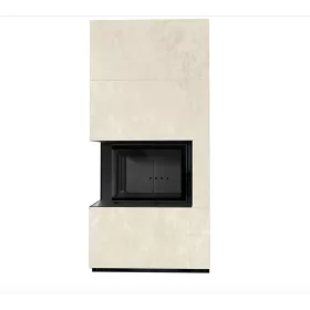 Kratki kandalló kő burkolattal balos fekete belsővel floki box 8 kw oxide bianco