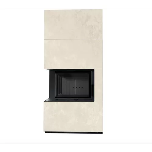 Kratki kandalló kő burkolattal balos fekete belsővel floki box 8 kw oxide bianco