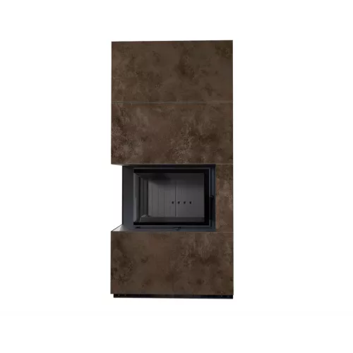 Kratki kandalló kő burkolattal balos fekete belsővel floki box 8 kw oxide moro