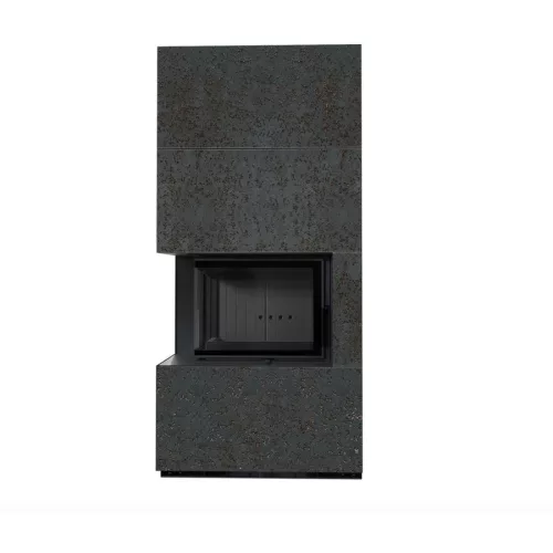 Kratki kandalló kő burkolattal balos fekete belsővel floki box 8 kw oxide nero