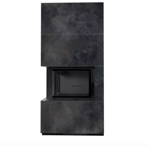 Kratki kandalló kő burkolattal balos fekete belsővel floki box 8 kw ossido nero