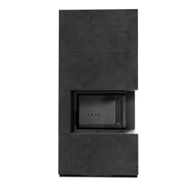 Kratki kandalló kő burkolattal jobbos fekete belsővel floki box 8 kw fokos grafit