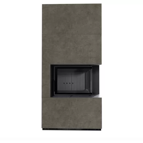 Kratki kandalló kő burkolattal jobbos fekete belsővel floki box 8 kw fokos piombo