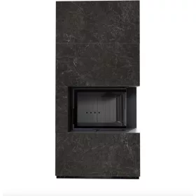 Kratki kandalló kő burkolattal jobbos fekete belsővel floki box 8 kw naturali nero greco