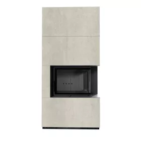 Kratki kandalló kő burkolattal jobbos fekete belsővel floki box 8 kw naturali perla