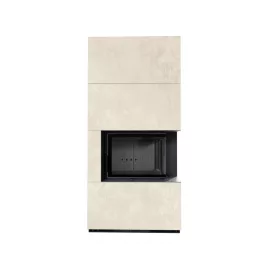 Kratki kandalló kő burkolattal jobbos fekete belsővel floki box 8 kw oxide bianco