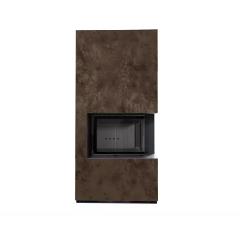 Kratki kandalló kő burkolattal jobbos fekete belsővel floki box 8 kw oxide moro
