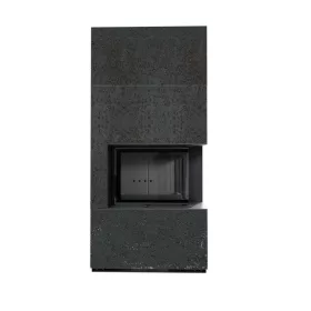 Kratki kandalló kő burkolattal jobbos fekete belsővel floki box 8 kw oxide nero
