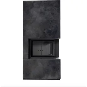 Kratki kandalló kő burkolattal jobbos fekete belsővel floki box 8 kw ossido nero