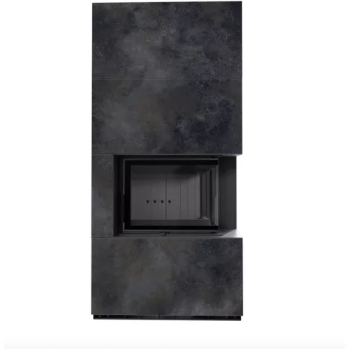 Kratki kandalló kő burkolattal jobbos fekete belsővel floki box 8 kw ossido nero