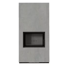 Kratki kandalló kő burkolattal fekete belsővel floki box 8 kw cemento grigio