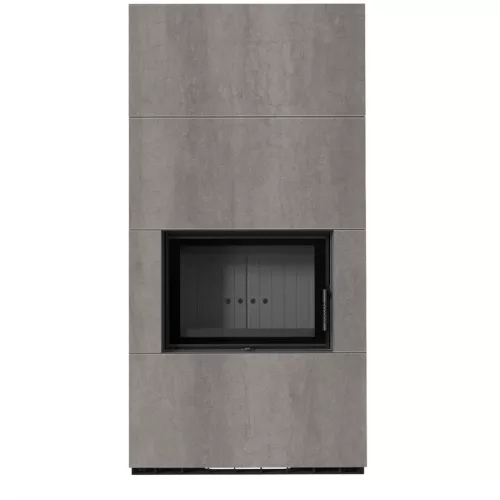 Kratki kandalló kő burkolattal fekete belsővel floki box 8 kw naturali grigia