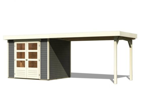 Karibu fából készült kerti ház Askola 3 + egy menedéket 280 cm (82924) terragrau