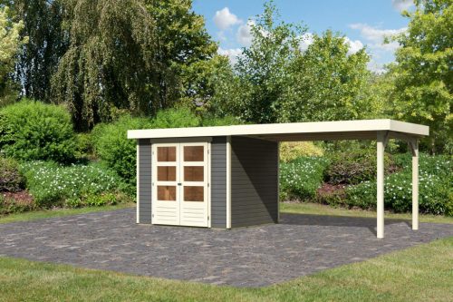 Karibu fából készült kerti ház Askola 3 + egy menedéket 280 cm (82924) terragrau