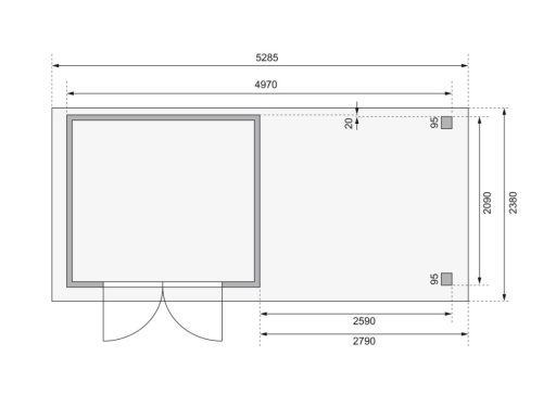Karibu fából készült kerti ház Askola 3 + egy menedéket 280 cm (82924) terragrau
