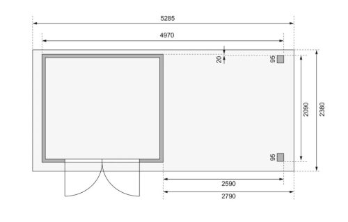 Karibu fából készült kerti ház Askola 3 + egy menedéket 280 cm (9175) natur
