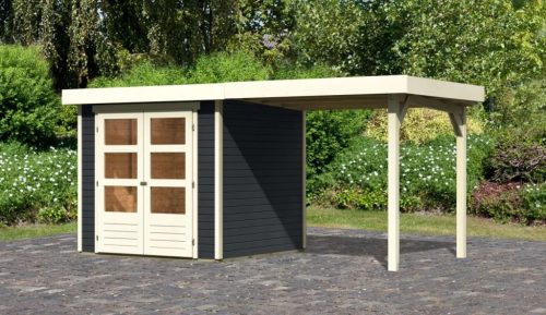 Karibu fából készült kerti ház Askola 2 + egy menedéket 240 cm (38654) antracit