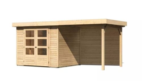 Karibu fából készült kerti ház Karibu Askola 3 + egy menedéket 240 cm beleértve a hátsó falat is (9170) natur