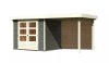Karibu fából készült kerti ház Askola 3 + egy menedéket 240 cm beleértve a hátsó falat is (9171) terragrau