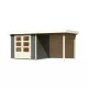 Karibu fából készült kerti ház Askola 3 + egy menedéket 240 cm beleértve a hátsó falat is (9171) terragrau