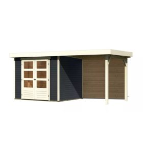 Karibu fából készült kerti ház Askola 3 + egy menedéket 240 cm beleértve a hátsó falat is (38663) antracit