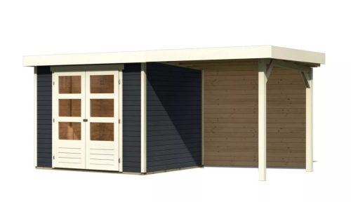 Karibu fából készült kerti ház Askola 3 + egy menedéket 240 cm beleértve a hátsó falat is (38663) antracit