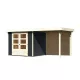 Karibu fából készült kerti ház Askola 3 + egy menedéket 240 cm beleértve a hátsó falat is (38663) antracit