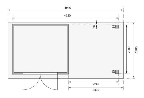 Karibu fából készült kerti ház Askola 3 + egy menedéket 240 cm beleértve a hátsó falat is (38663) antracit