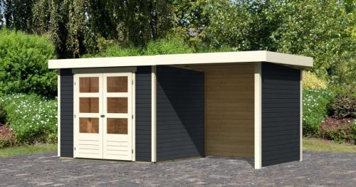 Karibu fából készült kerti ház Askola 3 + egy menedéket 240 cm (38664) antracit