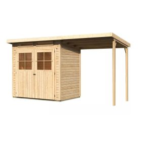 Karibu fából készült kerti ház Glucksburg 2 + egy menedéket 190 cm (83229) natur