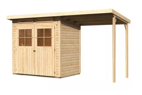Karibu fából készült kerti ház Glucksburg 2 + egy menedéket 190 cm (83229) natur