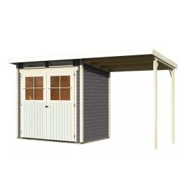 Karibu fából készült kerti ház Glucksburg 2 + egy menedéket 190 cm (83230) terragrau