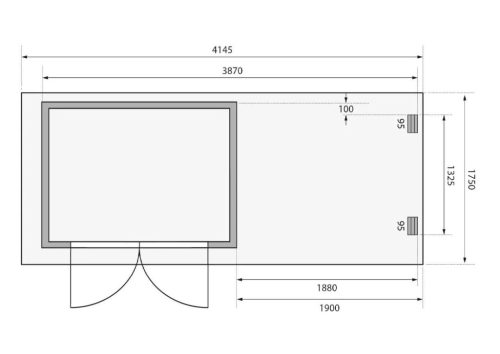 Karibu fából készült kerti ház Glucksburg 2 + egy menedéket 190 cm (83230) terragrau