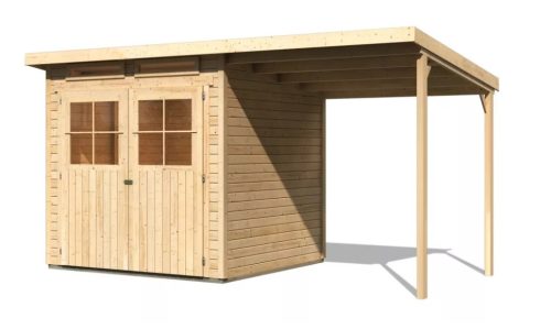 Karibu fából készült kerti ház Glucksburg 3 + egy menedéket 190 cm (83231) natur
