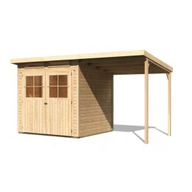 Karibu fából készült kerti ház Glucksburg 4 + egy menedéket 190 cm (83232) natur