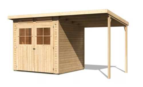 Karibu fából készült kerti ház Glucksburg 4 + egy menedéket 190 cm (83232) natur