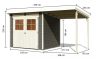 Karibu fából készült kerti ház Glucksburg 4 + egy menedéket 190 cm (83233) terragrau