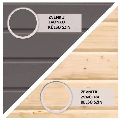 Karibu fából készült kerti ház Glucksburg 4 + egy menedéket 190 cm (83233) terragrau