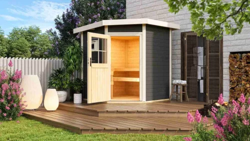 Karibu finn szauna PEKKA (92354) terragrau