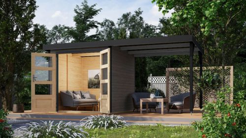 Karibu hibrid kerti ház Jupiter B (93428) terragrau / antracit